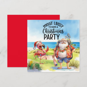 Golf Merry Christmas with Santa and flamingo
