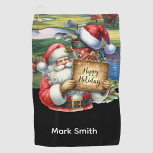Golf Merry Christmas with Santa and hist bag  Towel