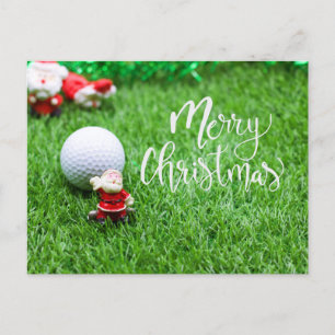 Golf Merry Christmas with  Santa Claus and ball Postcard