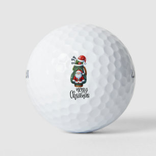 Golf Merry Christmas with Santa Claus at flag Balls