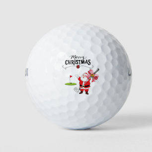 Golf Merry Christmas with Santa Claus at flag  Balls