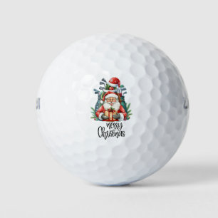 Golf Merry Christmas with Santa Claus at flag  Balls