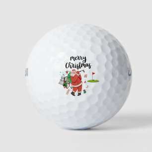 Golf Merry Christmas with Santa Claus at flag Gol Golf Balls