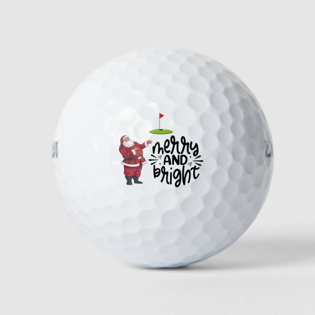 Golf Merry Christmas with Santa Claus at flag  Gol Golf Balls (Front)