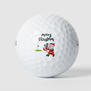 Golf Merry Christmas with Santa Claus at flag Golf Balls
