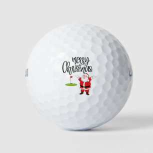 Golf Merry Christmas with Santa Claus at flag Golf Balls