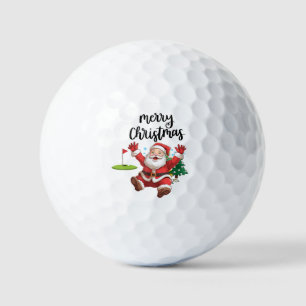 Golf Merry Christmas with Santa Claus at flag Golf Balls