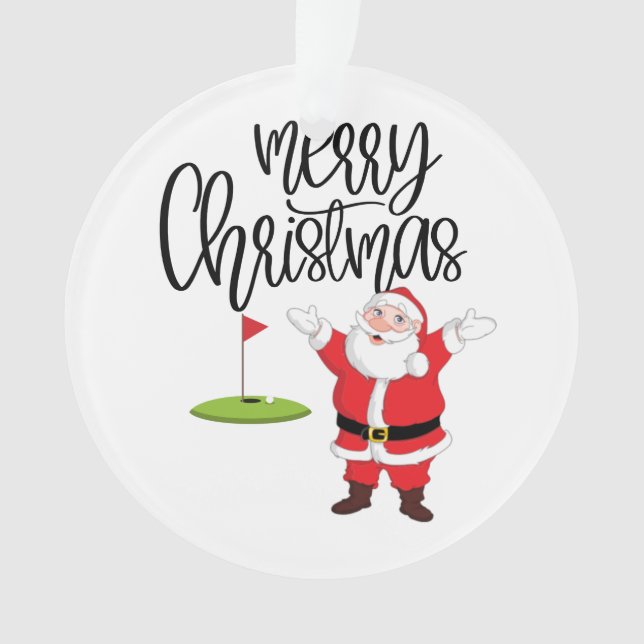 Golf Merry Christmas with Santa Claus at flag   Ornament (Front)
