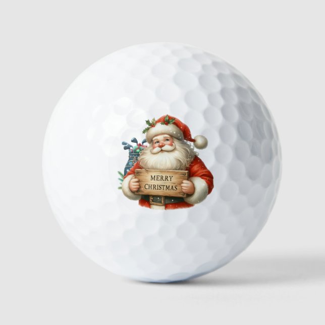 Golf Merry Christmas with Santa Claus  Golf Balls (Front)