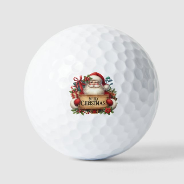 Golf Merry Christmas with Santa Claus  Golf Balls (Front)