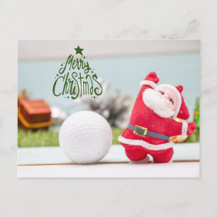 Golf Merry Christmas with Santa Claus  Holiday Postcard