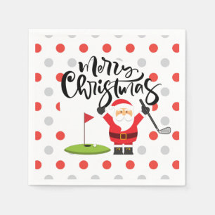 Golf Merry Christmas with Santa  Claus   Napkin