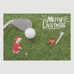 Golf Merry Christmas with Santa Claus on green  Tissue Paper