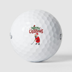 Golf Merry  Christmas with Santa Claus to golfer  Balls