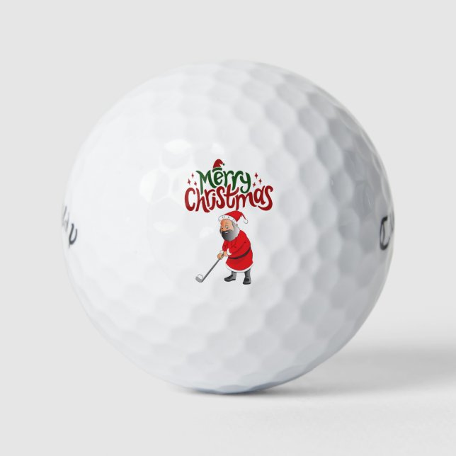 Golf Merry  Christmas with Santa Claus to golfer  Balls (Front)
