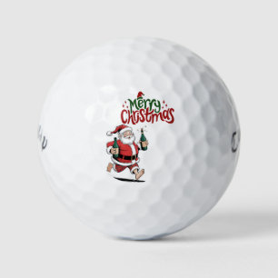 Golf Merry Christmas with Santa Claus to golfer Golf Balls