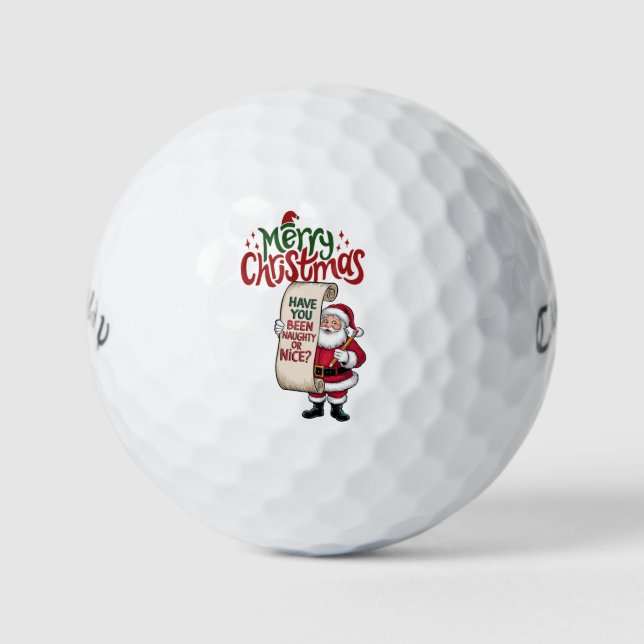 Golf Merry  Christmas with Santa Claus to golfer  Golf Balls (Front)