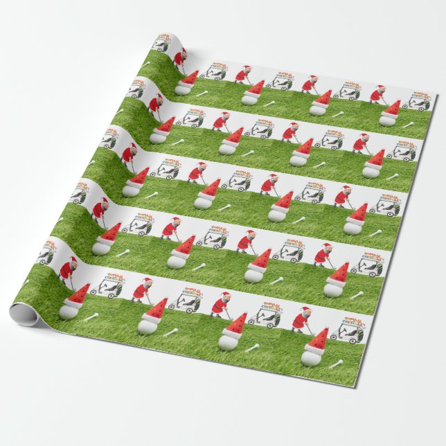 Golf  Merry Christmas with Santa Claus to Golfer  Wrapping Paper (Unrolled)