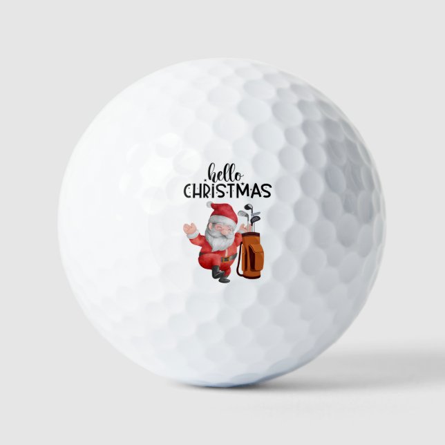 Golf Merry Christmas with Santa playing golf  Golf Balls (Front)