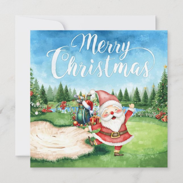 Golf Merry Christmas with Santa playing golfer   (Front)