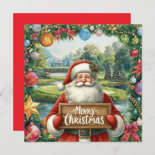 Golf Merry Christmas with Santa playing golfer (Front/Back)