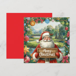 Golf Merry Christmas with Santa playing golfer