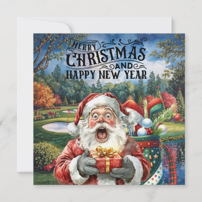 Golf Merry Christmas with Santa playing golfer   (Front)