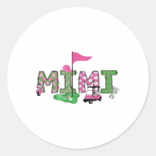 Golf Mimi Pink Hole In One Golf 1st Birthday Girl Classic Round Sticker
