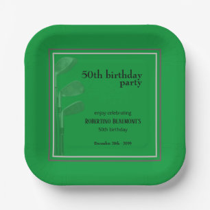 Golf Modern Corporate Green Black 50th Birthday In Paper Plate