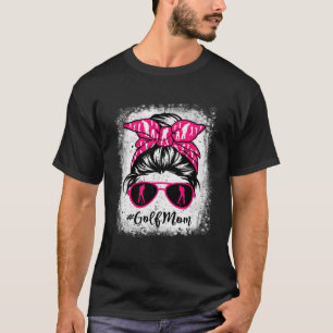Golf Mom Leopard Messy Bun Sport Mother's Day T-Shirt