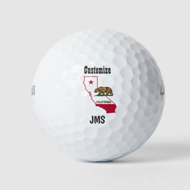 Golf Monogram California Map Flag Golf Balls (Front)
