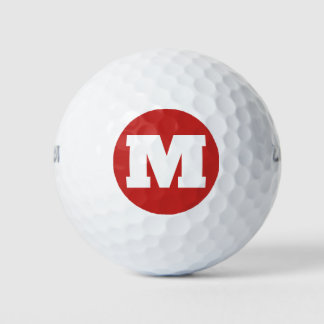 Golf Monogram Custom Initial Red & White Golf Balls