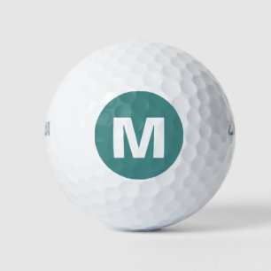 Golf Monogram Custom Initial Teal & White Golf Balls