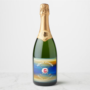 Golf Monogram Design fo Golfers Sparkling Wine Label
