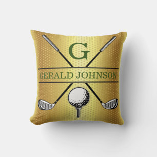 Golf Monogram Design with gold speckles Throw Pillow