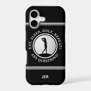 Golf Monogram Golfer Modern Sports Pro Cute Black