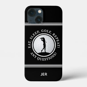 Golf Monogram Golfer Modern Sports Pro Cute Black  iPhone 13 Mini Case