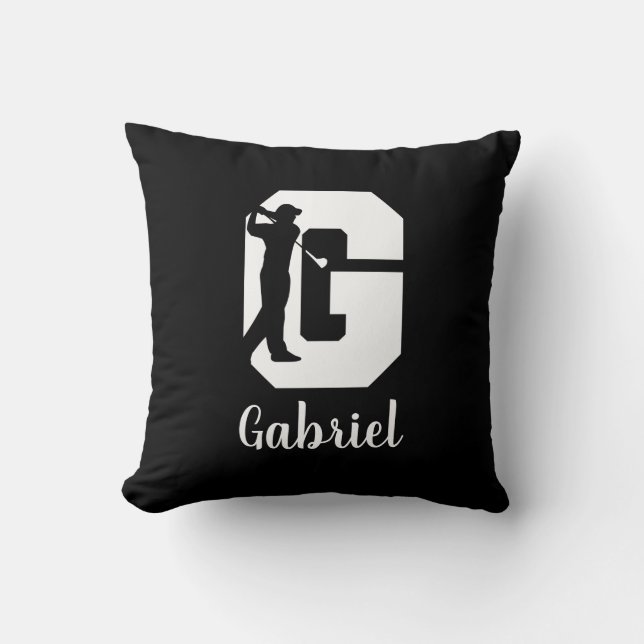Golf Monogram Letter G Personalized Throw Pillow (Front)
