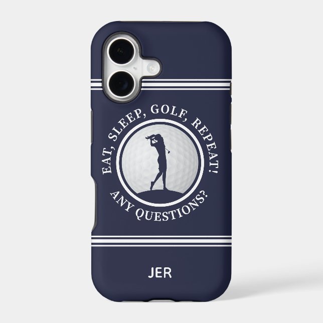 Golf Monogram Navy Blue Sports Quote  (Back)