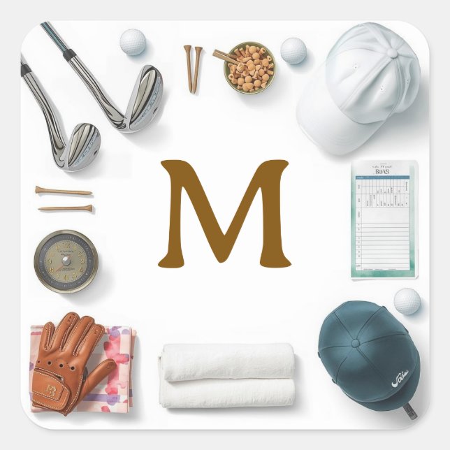 Golf Monogram Personalized Golf  Square Sticker (Front)