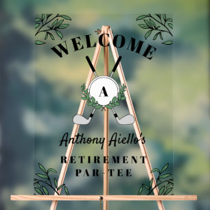 Golf Monogram Retirement Par-Tee Welcome Acrylic Sign