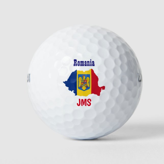 Golf Monogram Romania Flag Map Golf Balls (Front)