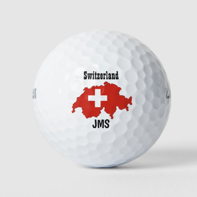 Golf Monogram Switzerland Flag Map Balls (Front)