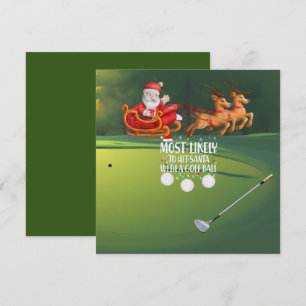 Golf Most likely to hit Santa with golf ball funny Holiday Card
