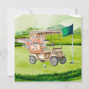 Golf Mother's Day  flower basket on golf cart Card