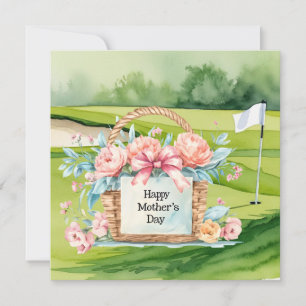 Golf Mother's Day flower basket on golf course Card