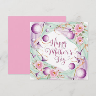 Golf Mother's Day with ball and flowers for Mom Holiday Card