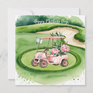 Golf Mother's Day with Golf Cart and Flowers Card
