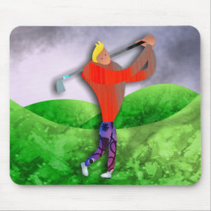 Golf Mousepad with Golfer Swinging