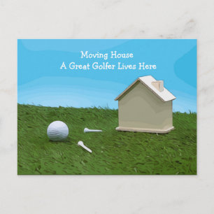 Golf moving house with A Great Golfer Lives Here Postcard